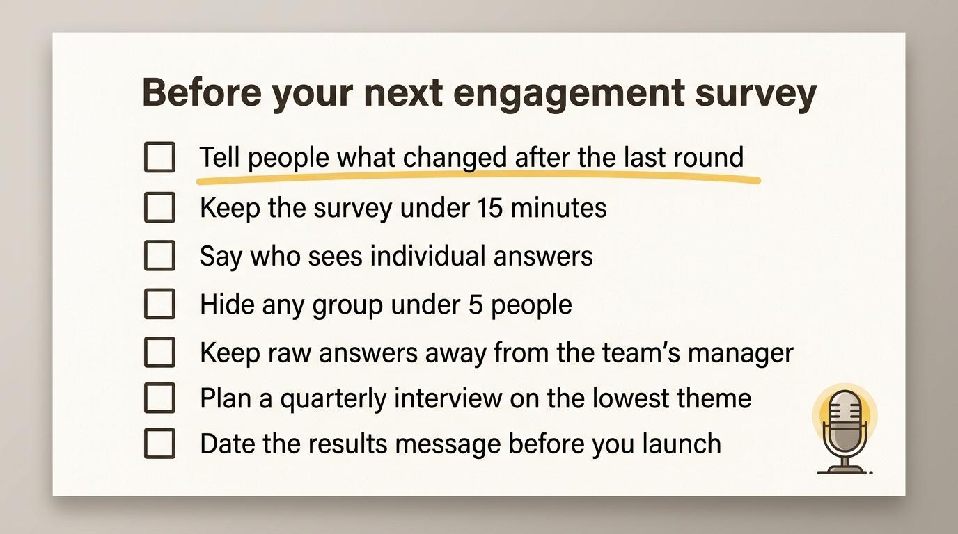 A seven-item checklist to run before sending an employee engagement survey