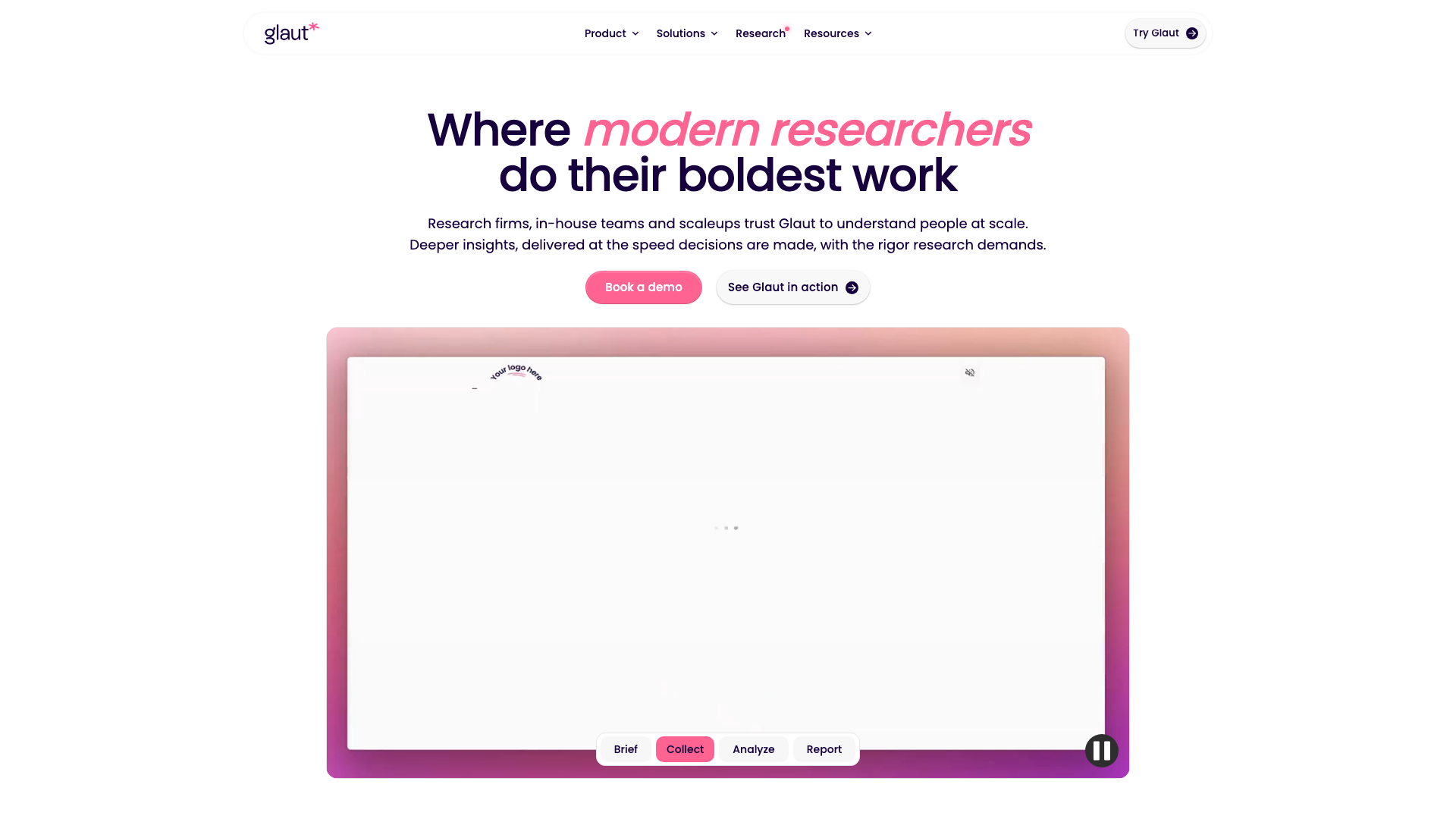 Screenshot of the Glaut homepage