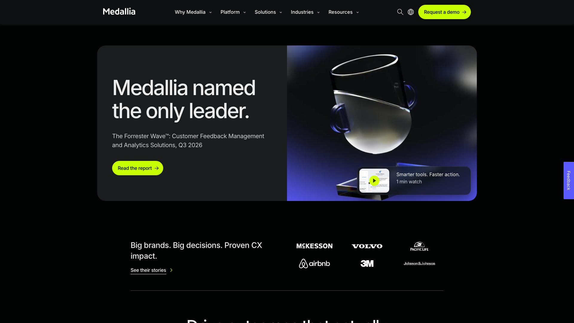 Screenshot of the Medallia homepage