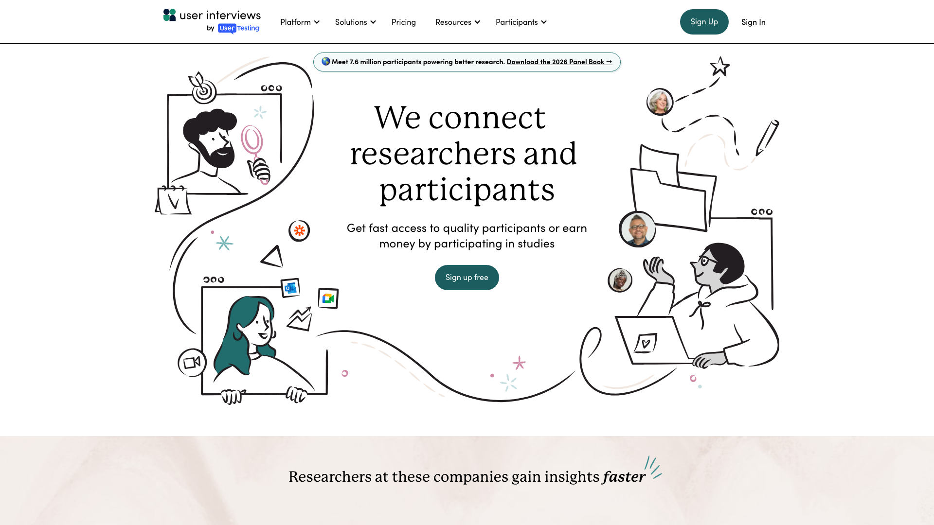 Screenshot of the User Interviews homepage