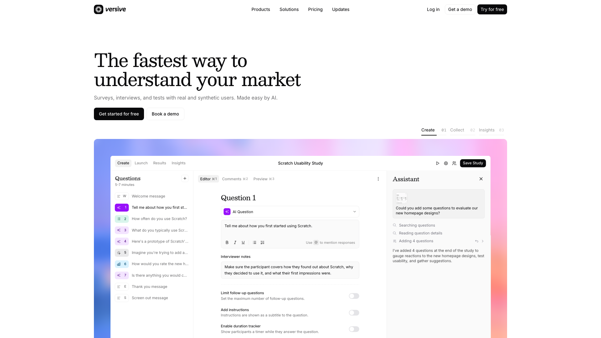 Screenshot of the Versive homepage