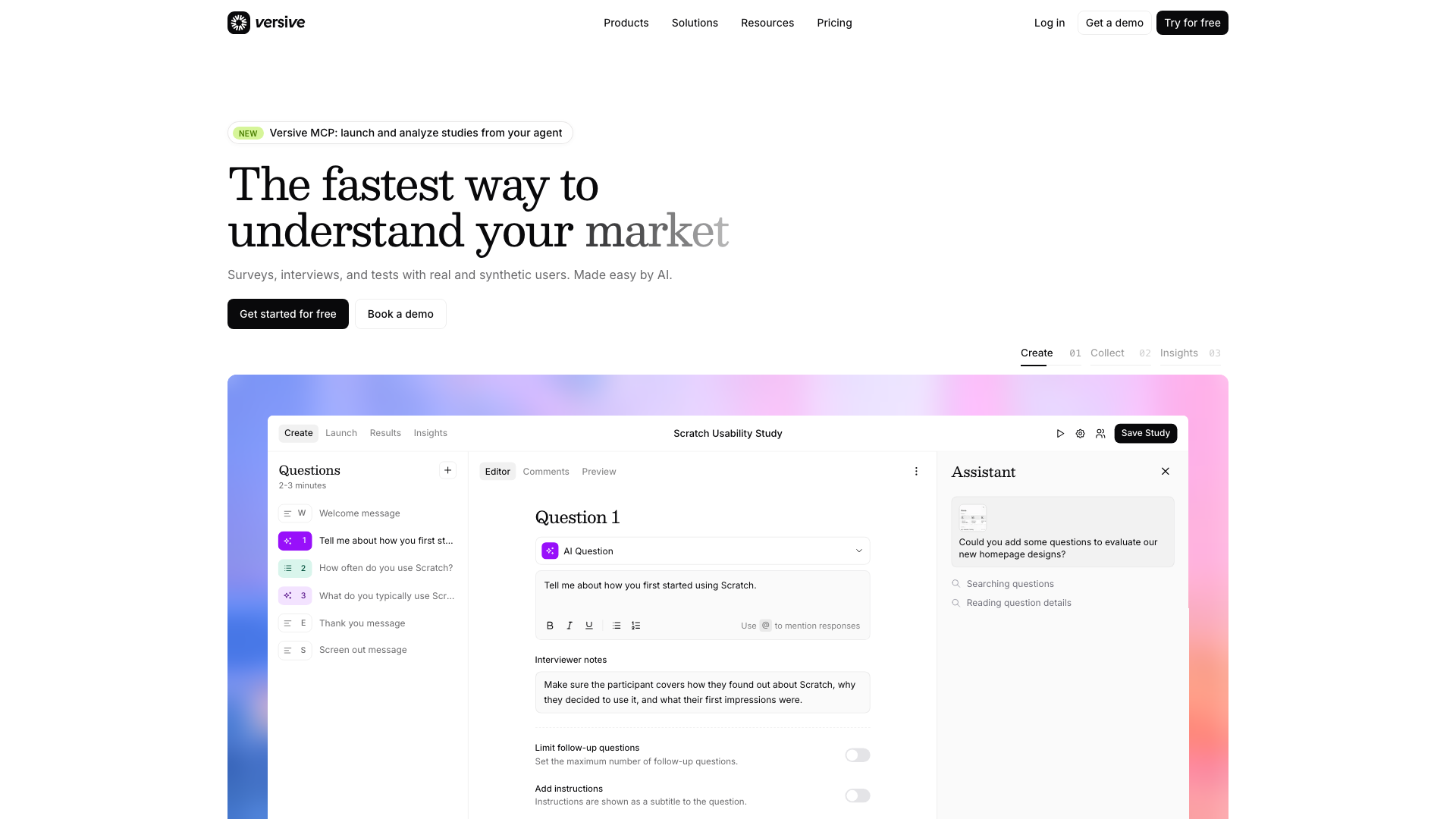 Screenshot of the Versive homepage