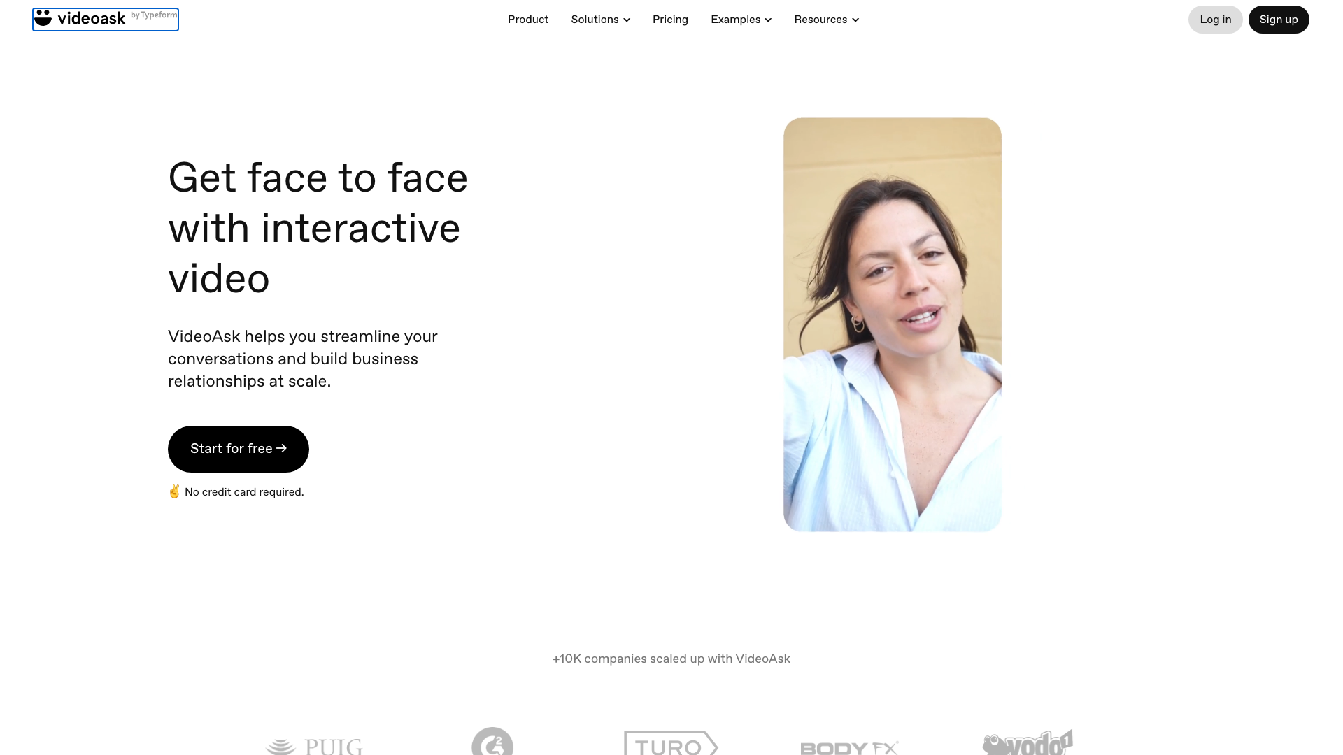 Screenshot of the VideoAsk homepage