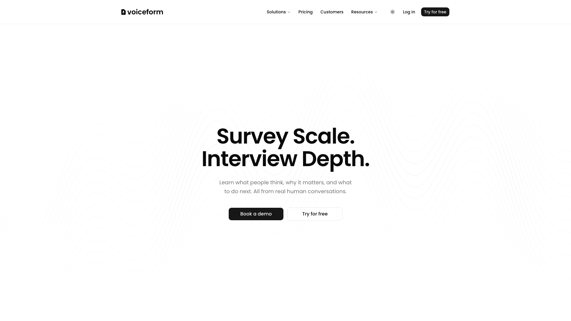 Screenshot of the Voiceform homepage