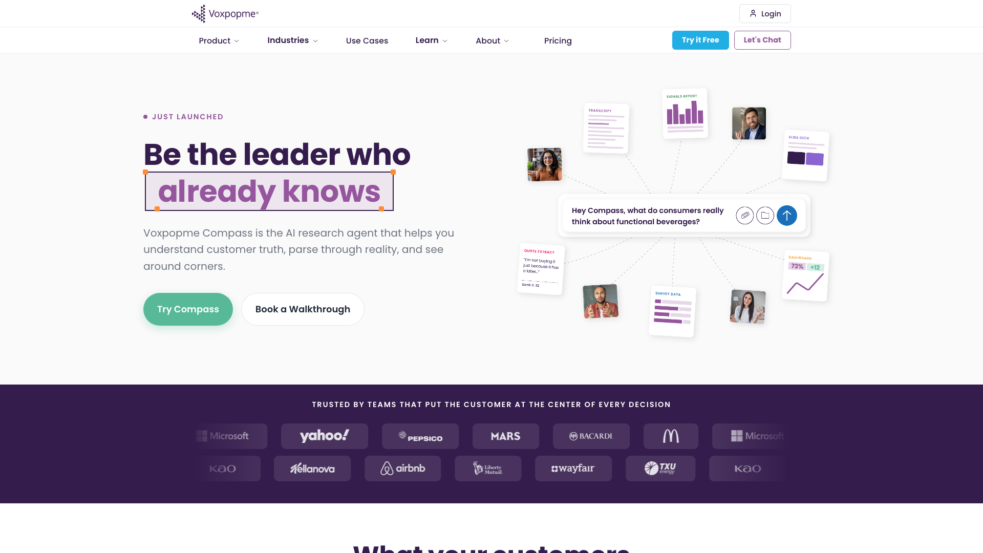 Screenshot of the Voxpopme homepage